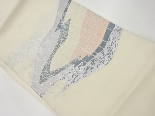 JAPANESE KIMONO / VINTAGE NAGOYA OBI / WOVEN ABSTRACT & TREES